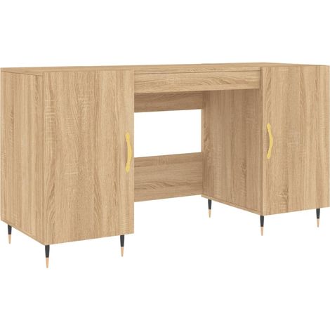 Bureau table poste de travail meuble d'ordinateur informatique étude chêne sonoma 140 x 50 x 75 cm bois d'ingénierie brun