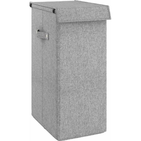Panier à linge pliable Gris 26x34,5x59,5 cm Tissu en faux lin (1/5)