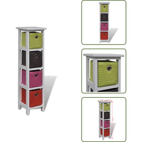 Cestini per casa - vidaXL Mobiletto con Cestini Multicolori in Legno di Paulownia - Armadietto con cestini