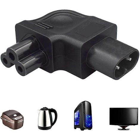 Adaptateur de prise de courant IEC320 C8 vers C5 avec connecteur coudé à gauche (1/4)