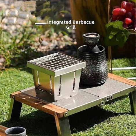 Barbecue pliable en acier inoxydable, barbecue portable au charbon de bois, réchaud de barbecue, idéal pour la cuisine en plein air, les feux de camp, les terrasses et les jardins. (1/5)