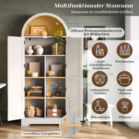 Meuble incurvé de 170 × 70 × 35 cm de hauteur, pouvant servir de meuble de cuisine, de vitrine ou de cave à vin, avec étagère au-dessus de la porte et plateau ouvert. Convient pour la cuisine, la sall (1/5)