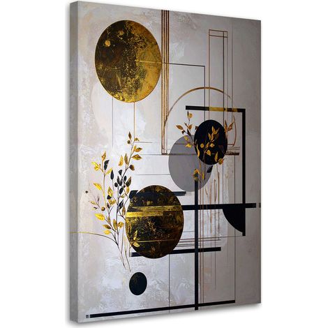 Leinwandbild Abstrakte Formen: Kreise und Blätter in Beige 40x60 (1/5)