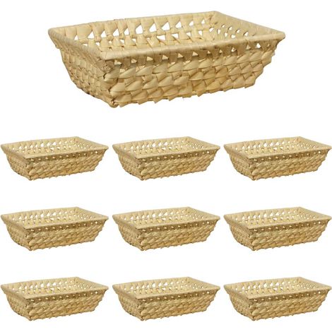 Ceste cestini espositori x10 in foglie di palma intrecciate 21x 15,5 x h 5,5 cm