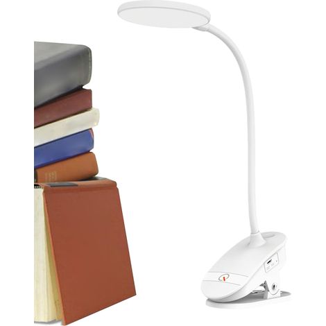 Lampe de bureau LED – Lampe de chevet rechargeable de 40 cm (15,75 pouces) pour étudier, luminosité réglable avec 3 modes, lampe à pince pour la maison, le dortoir, le salon, la chambre ou l'apparteme (1/5)