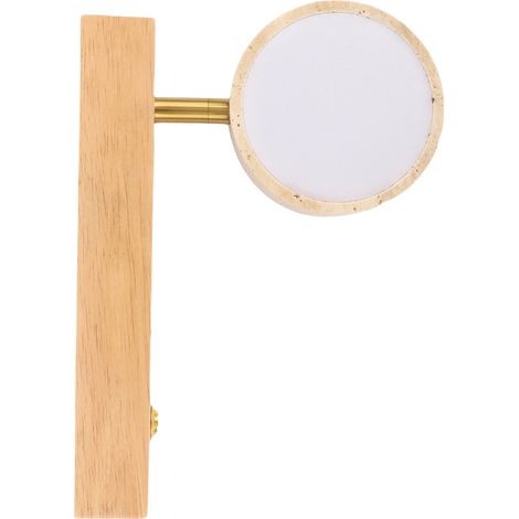 Applique murale pivotante en pierre avec interrupteur, lumière LED chaude, angle réglable, style industriel rustique, idéale pour la lecture de chevet, couleur bois d'origine. (1/5)