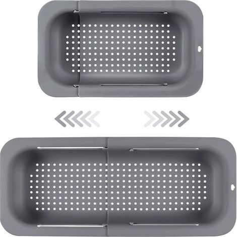 Expandable sink colander - Food-grade PP material - Efficient drainage holes - Quick-drying dish rack - Easy to clean and durable. (Dark gray) (1/5)