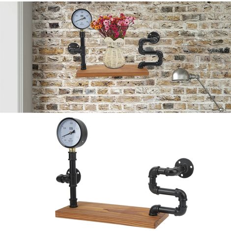 Étagère murale en fer forgé, style industriel vintage à tuyaux d'eau, support de rangement mural pour salon (1/5)