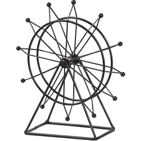 Modernes Riesenrad-Ornament, Tischfigur, kleine Metallkunst, Heimdekoration, Wohnzimmer-Bücherregal-Dekoration (schwarzer quadratischer Sockel) (1/5)
