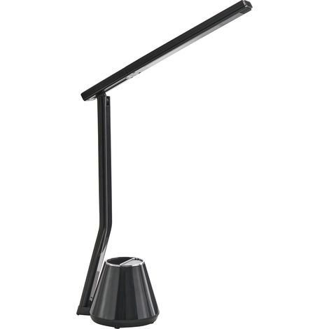 Lámpara LED moderna para escritorio despacho soporte bolígrafos 3 modos CCT regulador intensidad material sintético pantalla ajustable negro Deneb