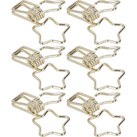 Lot de 100 pinces à papier en forme d'étoile ajourée, style dessin animé, robustes et résistantes, pour documents, vêtements et papiers. Couleur : or. (1/5)