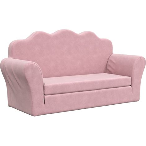 Canapé-lit pour enfants 2 places rose peluche douce