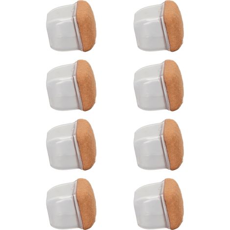 8 Capuchons de pieds de chaise TPE, antidérapants, résistants à l'usure, pour table et tabouret, transparents, forme carrée, taille moyenne, protection sol. (1/5)
