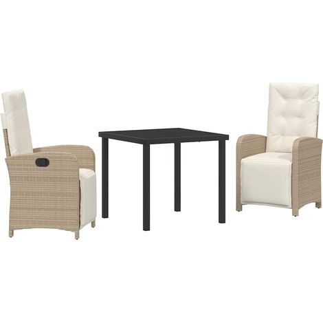 Ensemble de salle à manger pour jardin 3 pcs,Salon de jardin Beige polyrotin CFW89374 (1/5)