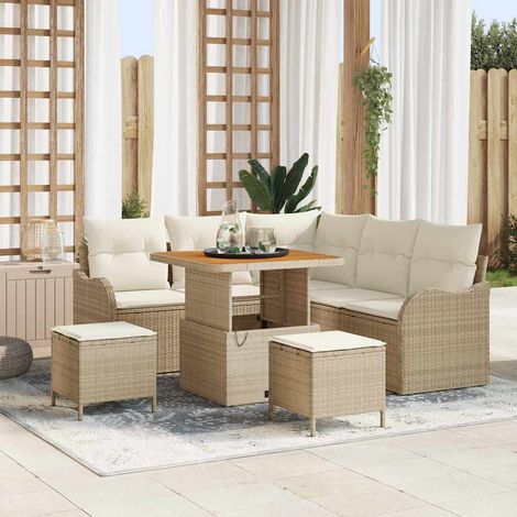 Set Divano da Giardino 8 pcs Beige polyrattan vidaXL (1/5)