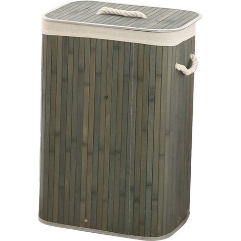 Panier à linge/panier de courses pliable en bambou, grande capacité, bac de rangement pour vêtements sales, 1,7 m, gris, carré (1/5)