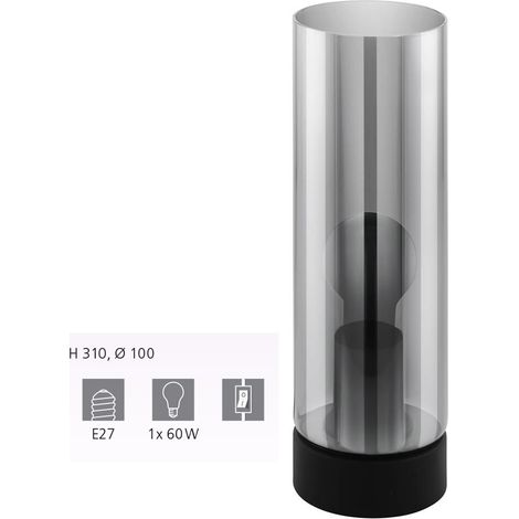 EGLO Tischleuchte /1 E27 SCHWARZ/SW-TRANSP.'DAMASCO 1' (98887) (1/3)