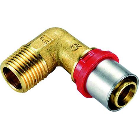 RACCORDO CURVO MASCHIO PER TUBO MULTISTRATO A PRESSARE MODELLO AL-COBRAPEX 3/4 ø26   TIEMME RACCORDERIE SPA