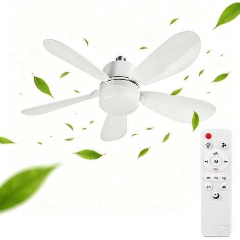 Ventilateur de Plafond avec Lumière LED Dimmable E27/E26 5 Pales (1 Pièces) Télécommande Incluse, 3 Vitesses, Minuterie, Silencieux, Salon & Chambre (1/5)