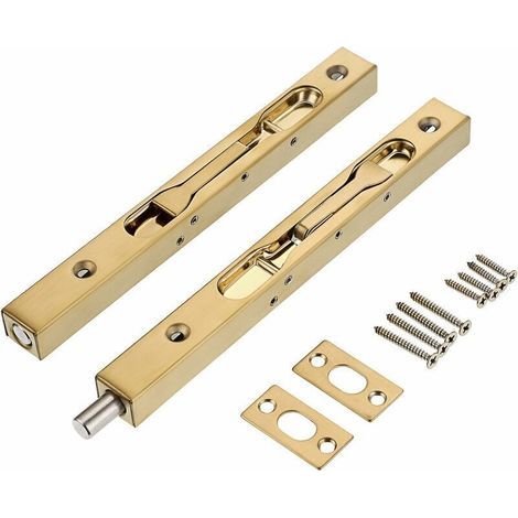 2Pcs Verrous de Porte 8 pouces - Serrures de Porte Française de Sécurité Dissimulées en Acier Inoxydable avec Hardwares, Verrous de Loquet Encastrés en Métal pour Porte Double en Bois Composite (1/5)