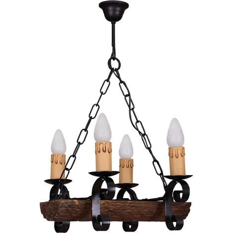 Lampara 4xe27 tronco negro/marron regx38x35 cm (1/2)