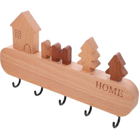 Toyvian Organisateur Mural pour Clés en Bois de Hêtre Porte-clés Mural Compact Crochets Robustes pour Entrée la Cuisine et Couloir Petit et Pratique Détenteur de Clés de Maison