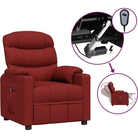 Maison Exclusive - Poltrona Elettrica Reclinabile Rosso Vino in Tessuto