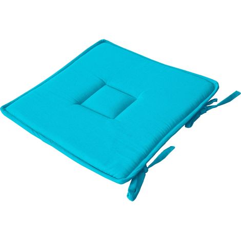 Galette plate à nouettes 40x40 LOLA 100% coton coloris TURQUOISE
