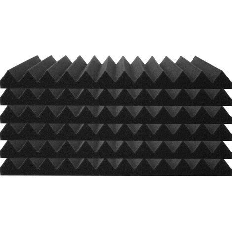 Panneaux Acoustiques en Mousse, Lot de 52, 30x30x2,5 cm, Haute Densité, Ignifuges, Isolation Phonique pour Studio, Mur et Plafond, Noir (1/5)
