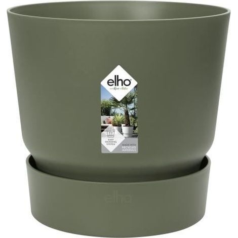 ELHO Pot de fleurs rond Greenville - Ø 55 x H 50 cm - Extérieur - 100% recyclé - Vert (1/5)