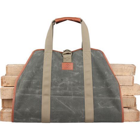 GENERIC-Sac de transport de bûches en toile cirée durable, accessoires de cheminée extra large avec poignées pour le camping (1/5)