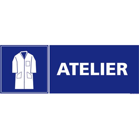 PANNEAU DE SIGNALISATION ATELIER (G1067) - Adhésif - 210 x 75 mm