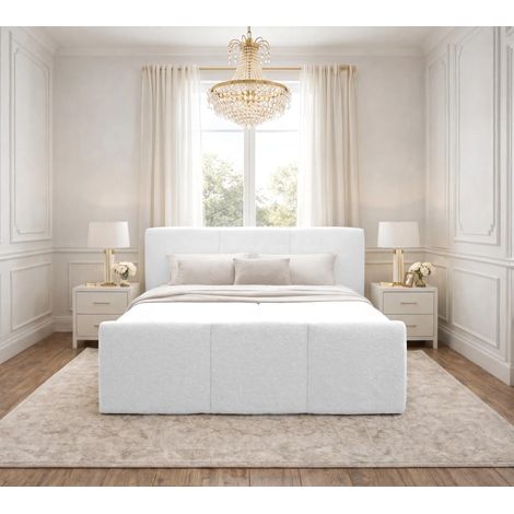 AX LIVING Boxspringbett Weiß Ankarra 180x200 cm Bett mit Stauraum