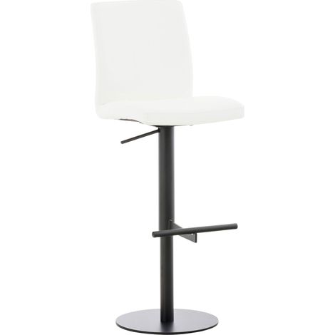 Sgabello da bar x1 regolabile in altezza e girevole a 360° piattaforma in metallo nero tondo seduta in PVC bianco 100004568