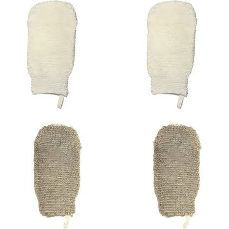 Peelinghandschuhe,4er-Pack Körperpeelinghandschuhe,Waschbare Peelinghandschuhe aus Hanf,Tiefenpeelinghandschuhe,11 x 22 cm,Ausführung 2 (1/5)