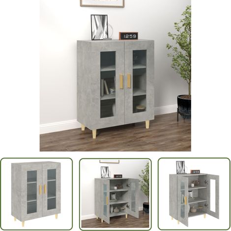 The Living Store Buffet gris béton 69,5x34x90 cm bois d'ingénierie - Buffet - Armoire - Meuble De Rangement - Mobilier - Design Minimaliste (1/5)