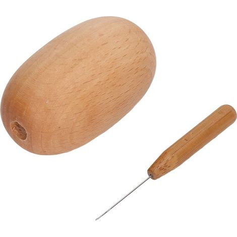 Socken-Nähset: robustes Stopf-Ei aus Holz, glatt, rutschfest, druckentlastend, vielseitiges Nähwerkzeug mit Nadel (1/5)