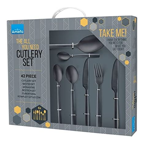 Amefa Manille Set di posate 42 pezzi nero opaco design scandinavo (1/3)