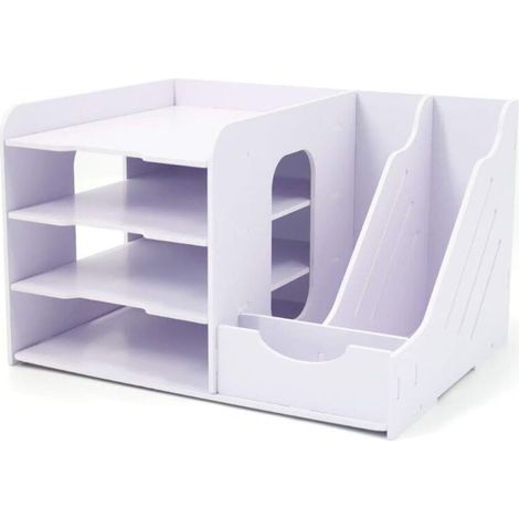 Organiseur de bureau, quatre dossiers verticaux et horizontaux, blanc
