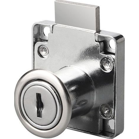 Verrou de tiroir, verrou de meuble, verrou invisible pour armoire - 32 x 32 cm, pour portes de 17 à 22 mm d'épaisseur, diamètre du noyau 16 mm, 1 pièce (1/3)