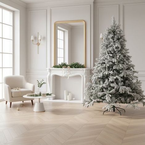 Albero di natale innevato "Monviso" con PE Effetto Real Touch + Flock -210 cm (1/5)