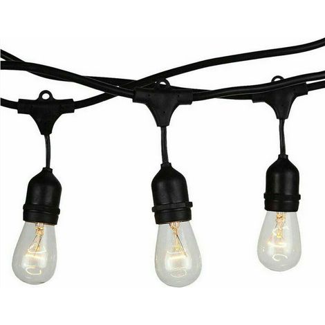 Catena Luminosa Nera Decorativa Vintage 10m Stringa 10 Portalampade Gazebo
