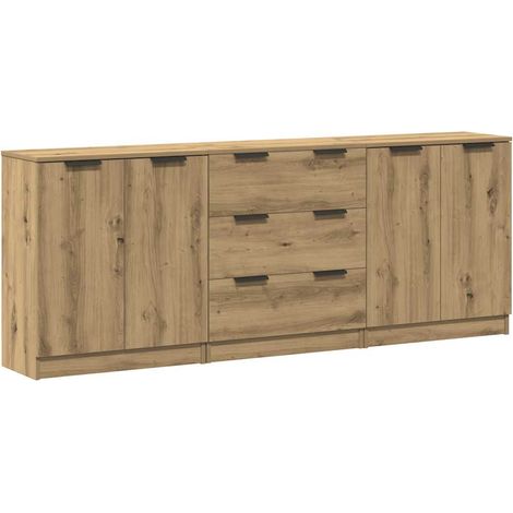 Maison Exclusive - Credenze 3 pz Rovere Artigianale 60x30x70 cm Legno Multistrato