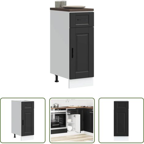 Rangement cuisine -  Armoire de cuisine Porto noir bois d'ingénierie (1/5)