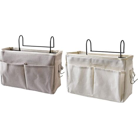 2 Pièce Organisateur de Chevet, Poches de Chevet à Suspendre, Sac de Rangement à Suspendre pour Table de Chevet, Poche de Rangement Chevet, pour Montre, Téléphone Portable, Lunettes, Magazines-Fei Yu (1/5)