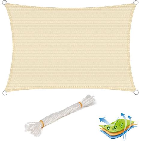 Woltu – Voile d'ombrage rectangulaire 3x4 m en HDPE – Protection UV – Résistant aux intempéries – Pour terrasses et jardins (1/4)