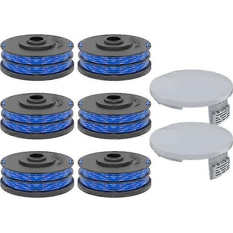 2 capuchons de bobine RAC122 + 6 bobines RAC123 compatibles avec les tondeuses à gazon Ryobi RLT6030, RLT5127, RLT5027, RLT4125 et RLT4027 (1/4)