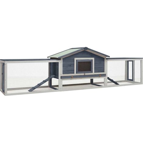 vidaXL Clapier Gris 310x70x87 cm Pin massif et sapin (1/5)