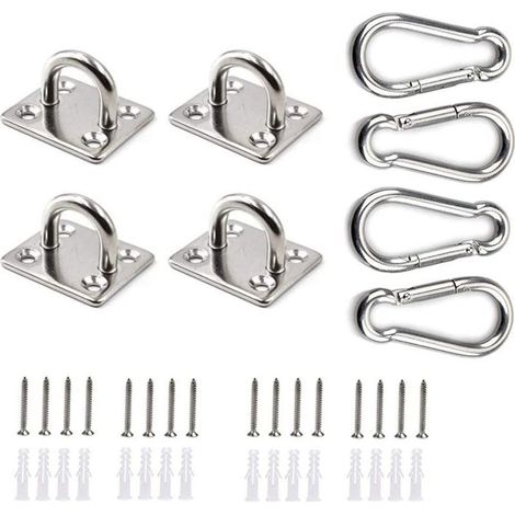 Kit de fixation pour auvent, crochets étanches en acier inoxydable, adaptés aux jardins, hamacs, voiliers et voiles d'ombrage, kit de 6 mm - 0,33 kg (1/5)