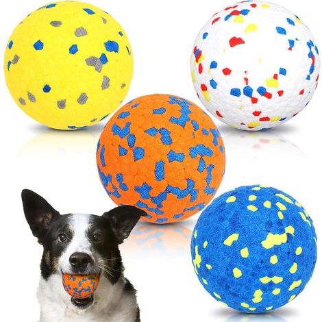 Dog Toys, 4 Packs of Bouncy Balls, Toys for Aggressive Dogs, Chew Balls for Large, Medium and Small Dogs (1/5)